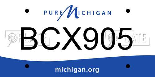 BCX905 Michigan License Plate