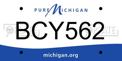 BCY562 Michigan License Plate