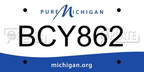 BCY862 Michigan License Plate