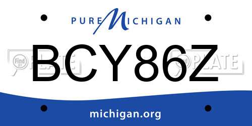 BCY86Z Michigan License Plate