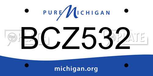 BCZ532 Michigan License Plate