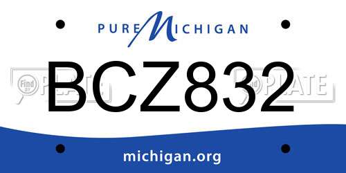 BCZ832 Michigan License Plate