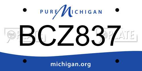 BCZ837 Michigan License Plate