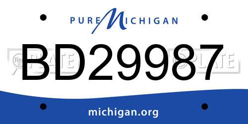 BD29987 Michigan License Plate