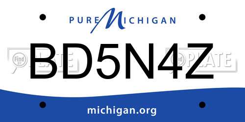 BD5N4Z Michigan License Plate