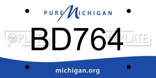 BD764 Michigan License Plate