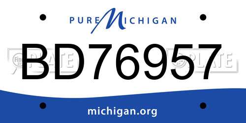 BD76957 Michigan License Plate