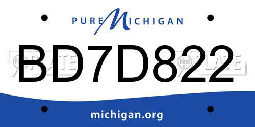 BD7D822 Michigan License Plate