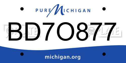 BD7O877 Michigan License Plate