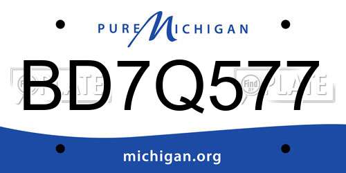 BD7Q577 Michigan License Plate