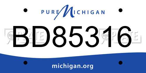 BD85316 Michigan License Plate