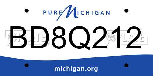 BD8Q212 Michigan License Plate