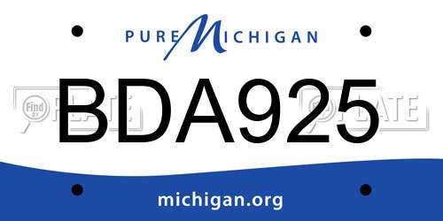 BDA925 Michigan License Plate