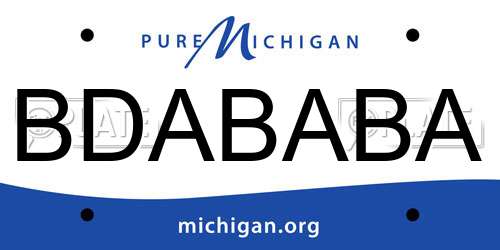 BDABABA Michigan License Plate
