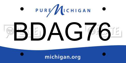 BDAG76 Michigan License Plate