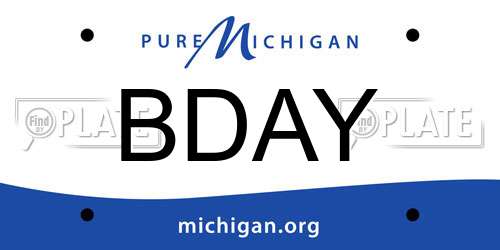 BDAY Michigan License Plate