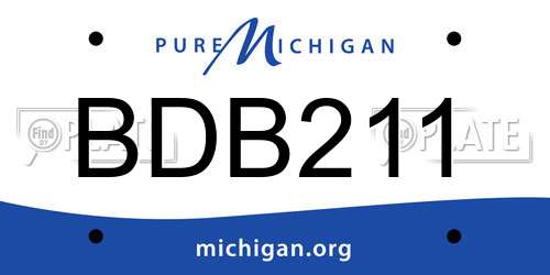 BDB211 Michigan License Plate
