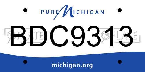 BDC9313 Michigan License Plate