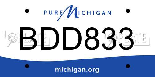 BDD833 Michigan License Plate