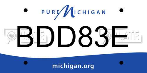 BDD83E Michigan License Plate