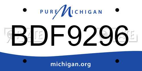 BDF9296 Michigan License Plate