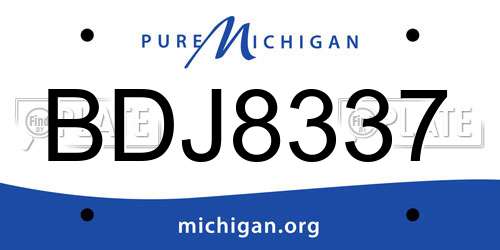 BDJ8337 Michigan License Plate