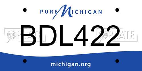 BDL422 Michigan License Plate