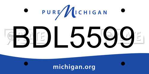 BDL5599 Michigan License Plate