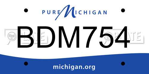 BDM754 Michigan License Plate