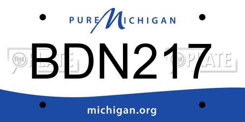 BDN217 Michigan License Plate