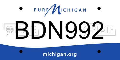BDN992 Michigan License Plate