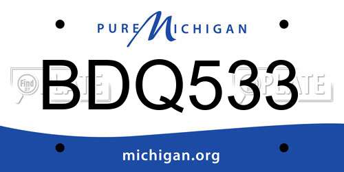 BDQ533 Michigan License Plate
