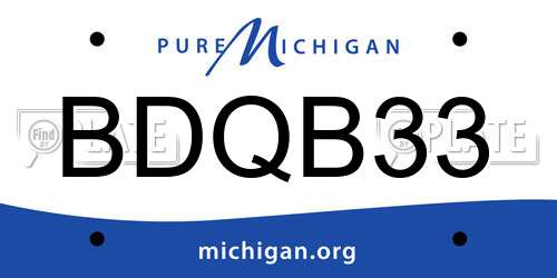 BDQB33 Michigan License Plate