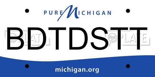 BDTDSTT Michigan License Plate
