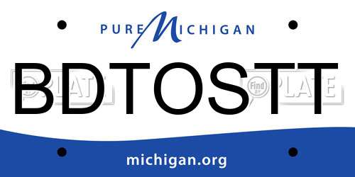 BDTOSTT Michigan License Plate