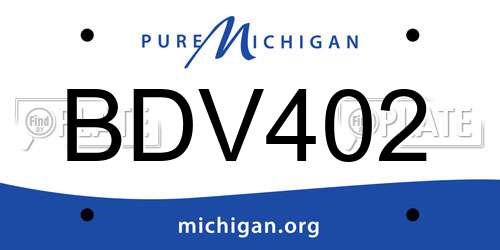 BDV402 Michigan License Plate