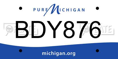 BDY876 Michigan License Plate