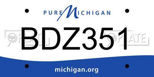 BDZ351 Michigan License Plate
