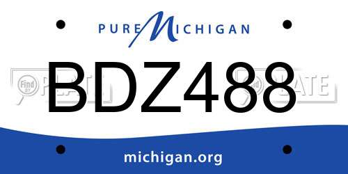 BDZ488 Michigan License Plate