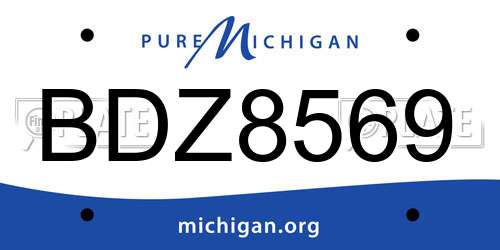 BDZ8569 Michigan License Plate