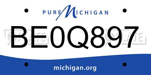 BE0Q897 Michigan License Plate