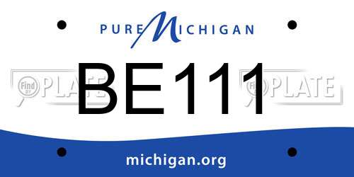 BE111 Michigan License Plate