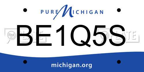 BE1Q5S Michigan License Plate