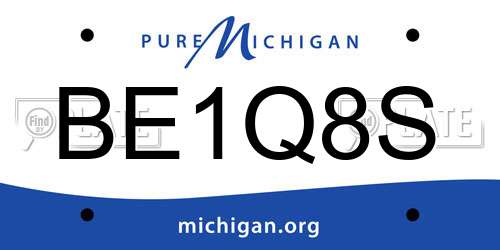 BE1Q8S Michigan License Plate