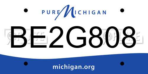 BE2G808 Michigan License Plate