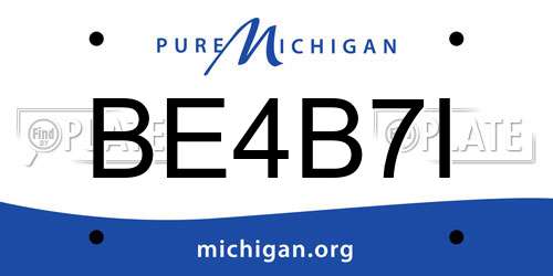 BE4B7I Michigan License Plate