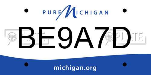 BE9A7D Michigan License Plate