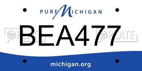 BEA477 Michigan License Plate