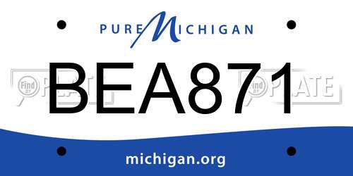 BEA871 Michigan License Plate