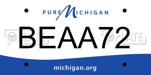 BEAA72 Michigan License Plate